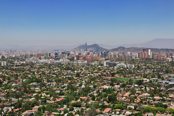 Fototapeta premium The panoramic view of Santiago city, Chile