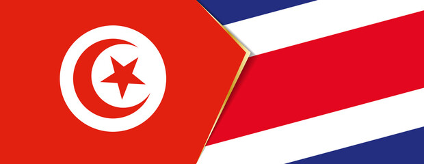 Tunisia and Costa Rica flags, two vector flags.