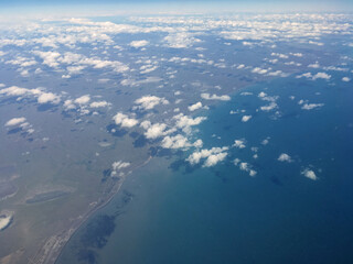 Argentina, the view from airplane on Atlantic ocean