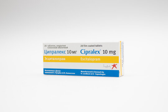 Packaging of intidpresants tablets Escitalopram Cipralex  - New York, USA: 04.29.2021