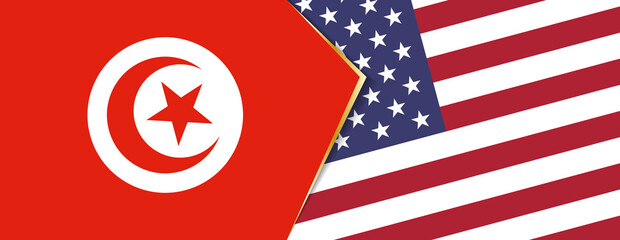 Tunisia and USA flags, two vector flags.
