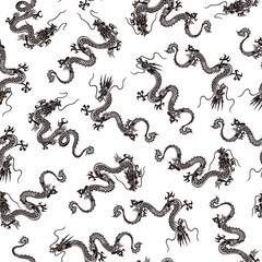 Japanese style and simple dragon seamless pattern,