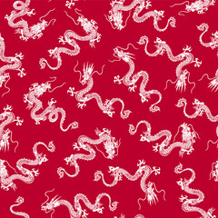 Obraz premium Japanese style and simple dragon seamless pattern,