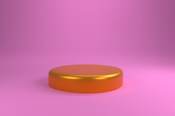 Golden podium on a pink background