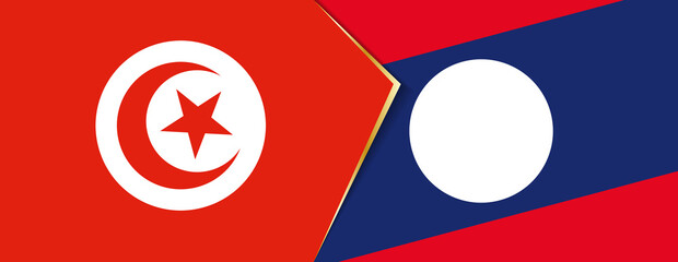 Tunisia and Laos flags, two vector flags.