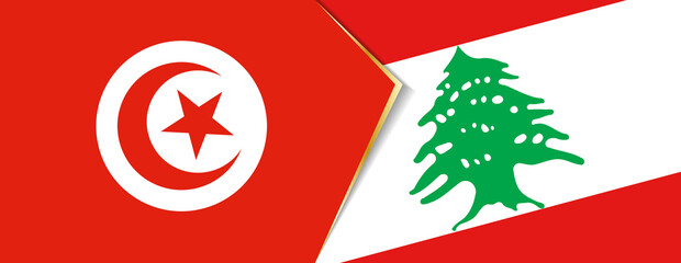 Tunisia and Lebanon flags, two vector flags.
