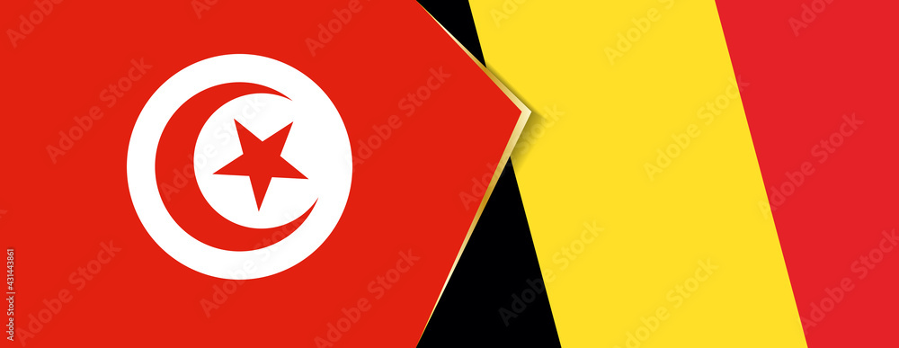 Wall mural Tunisia and Belgium flags, two vector flags.