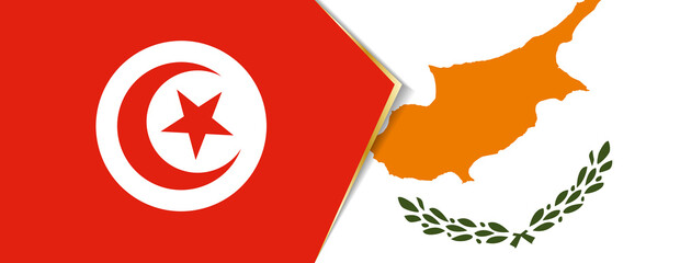 Tunisia and Cyprus flags, two vector flags.