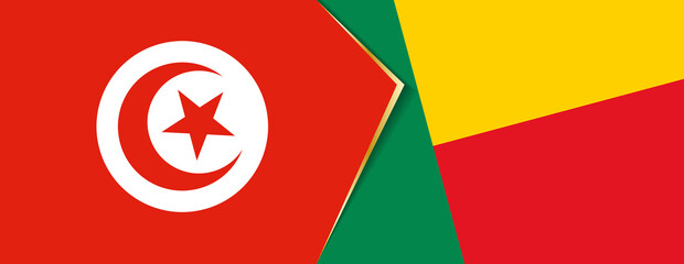 Tunisia and Benin flags, two vector flags.