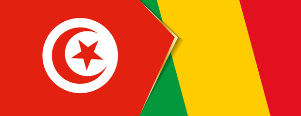 Tunisia and Mali flags, two vector flags.
