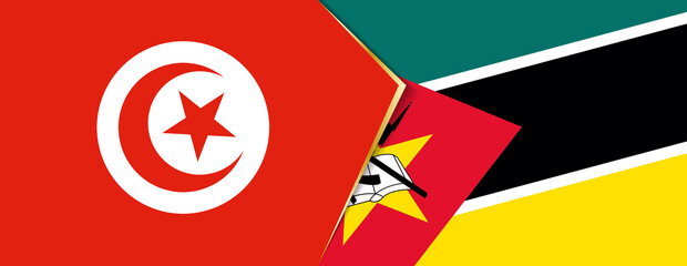 Tunisia and Mozambique flags, two vector flags.