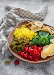 Bowl with various dried fruits