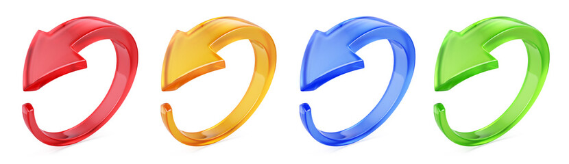 Rotation circle 3d arrows icon. Circled web recycling progress concept - 3d rendering - obrazy, fototapety, plakaty