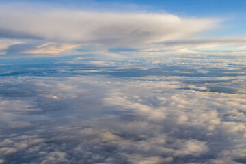 blue sky with the clouds from the plane view