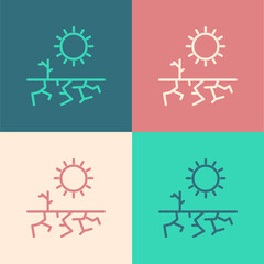 Pop art line Drought icon isolated on color background. Vector Illustration