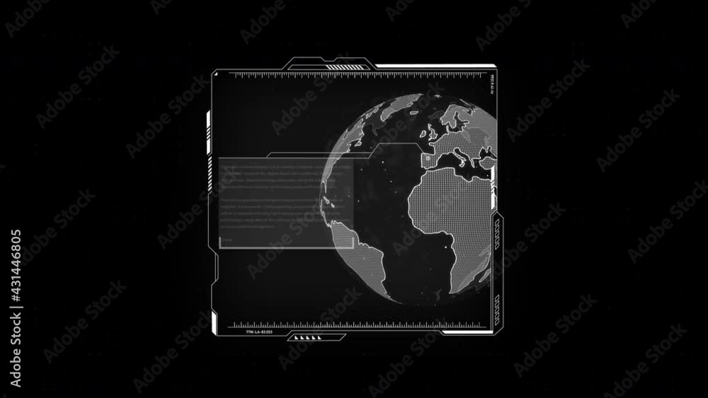 Aufkleber looped abstract animation of world. technology cyberspace hud fui design. virtual reality user game 