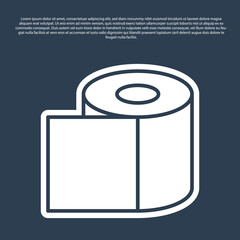 Blue line Toilet paper roll icon isolated on blue background. Vector Illustration