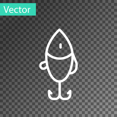 White line Fishing lure icon isolated on transparent background. Fishing tackle. Vector