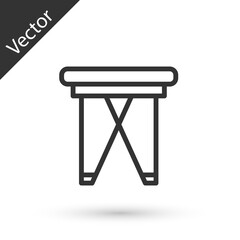 Grey line Camping portable folding chair icon isolated on white background. Rest and relax equipment. Fishing seat. Vector