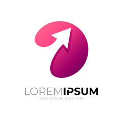 circle logo and arrow design combination, up logo template