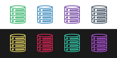 Set line Server, Data, Web Hosting icon isolated on black and white background. Vector