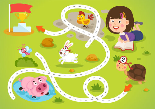 Educational maze game for children illustration
