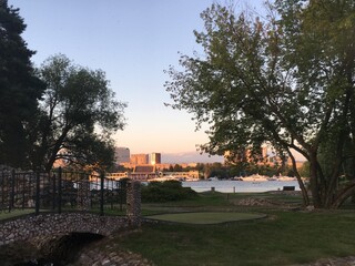 Fototapeta premium evening view of the city park 