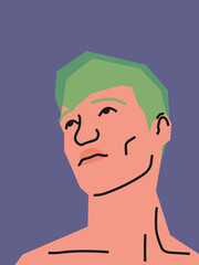 Portrait of a man. Vector flat illustration.