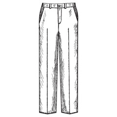 vector, isolated, sketch, hand-drawn men's trousers