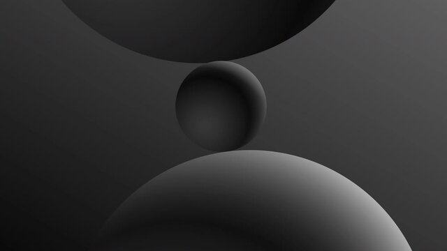 Set of three realistic grey spheres of different size with shadows.