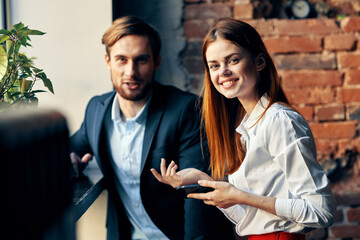 work colleagues are sitting in a cafe communication tomorrow professionals rest