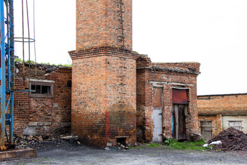 The brick pipe of the boiler house was built in the USSR in the Kirovograd region