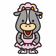 ソフトクリームを売るウシさん