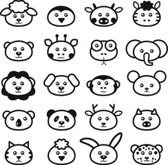 Animal head icons. Vector set