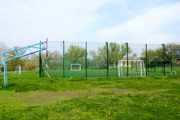 Fototapeta na wymiar Sportmaydanchik modern on the territory of a school in the Kirovograd region