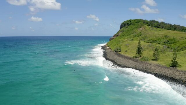 Cliff by the Sea Lennox Head Pat Morton Lookout Small Waves and Green Water Rocky Break
