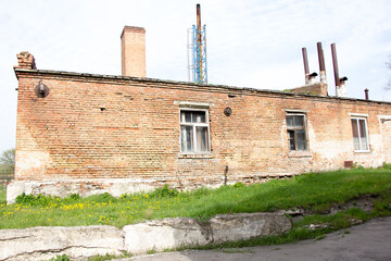 Old brick outbuildings of the soviet union in the Kirovograd region