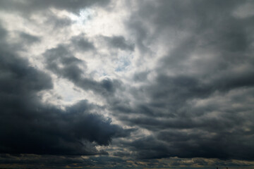 Naklejka na ściany i meble beautiful dark dramatic sky with stormy clouds before the rain