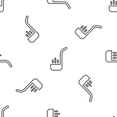 Grey line Kitchen ladle icon isolated seamless pattern on white background. Cooking utensil. Cutlery spoon sign. Vector