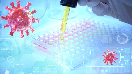 covid-19 virus. scientist testing of human blood in laboratory for diagnosis coronavirus.