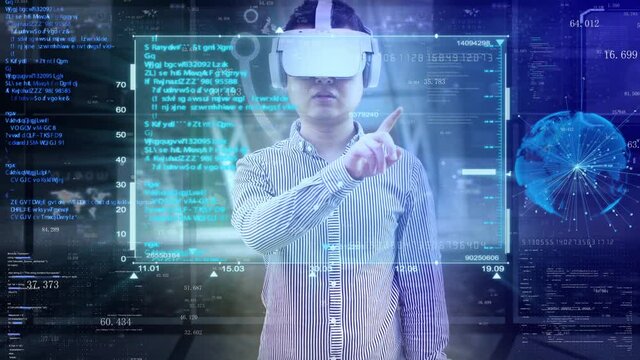 Vr virtual reality artificial intelligence big data science fiction screen information display