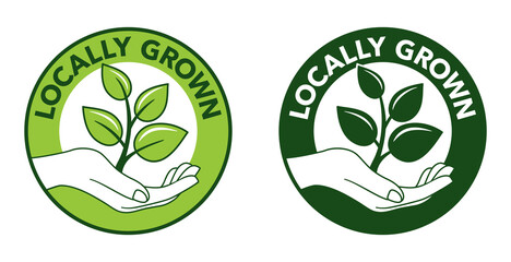 Locally grown emblem - hand with plant
