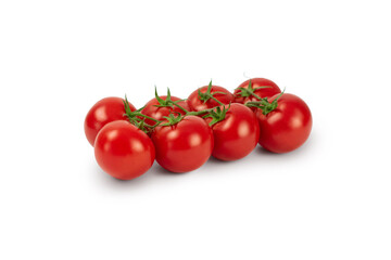 Bunch of cherry tomatoes on white background. Top view.