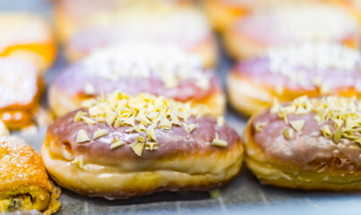 Confectionery products put up for sale in a bakery