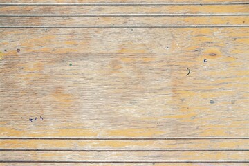 Aged wooden background with minimal paint splatter, engraved horizontal lines and textured surface. Wood with abstract design and drops of stain spots, with copy space. Brown and tan colors (colours).