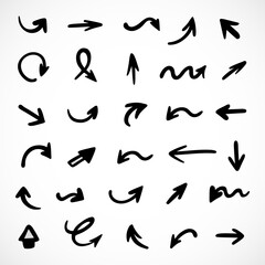 Vector set of hand-drawn arrows, elements for presentation