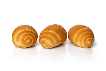 Three rolls with curls and a golden crust