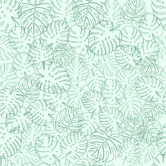 Tropical seamless pattern with leaves. Fashionable summer background.