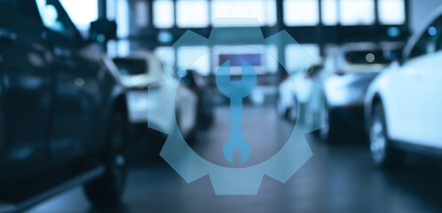 AI hologram car dashboard station car banner electronics autopilot autonomous futuristic service maintenance assistance to car technology tool fix cockpit online