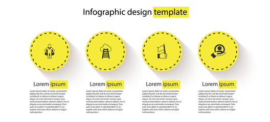 Set Head hunting, Stair with finish flag, Hand holding and for search people. Business infographic template. Vector